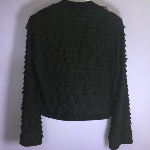 Fashionable Black Ruffled Short Jacket - Light - Picture 3 of 8